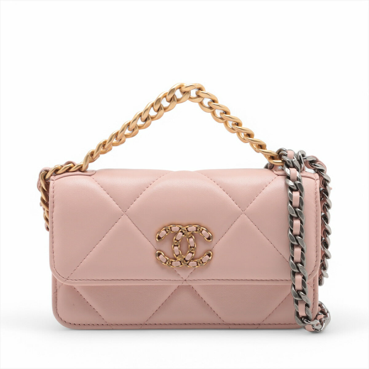 新品同様 シャネル シリアル付 マトラッセ シャネル19 ラムスキン 2WAY チェーン ショルダーバッグ 斜め掛け レディース MMM BT30-81