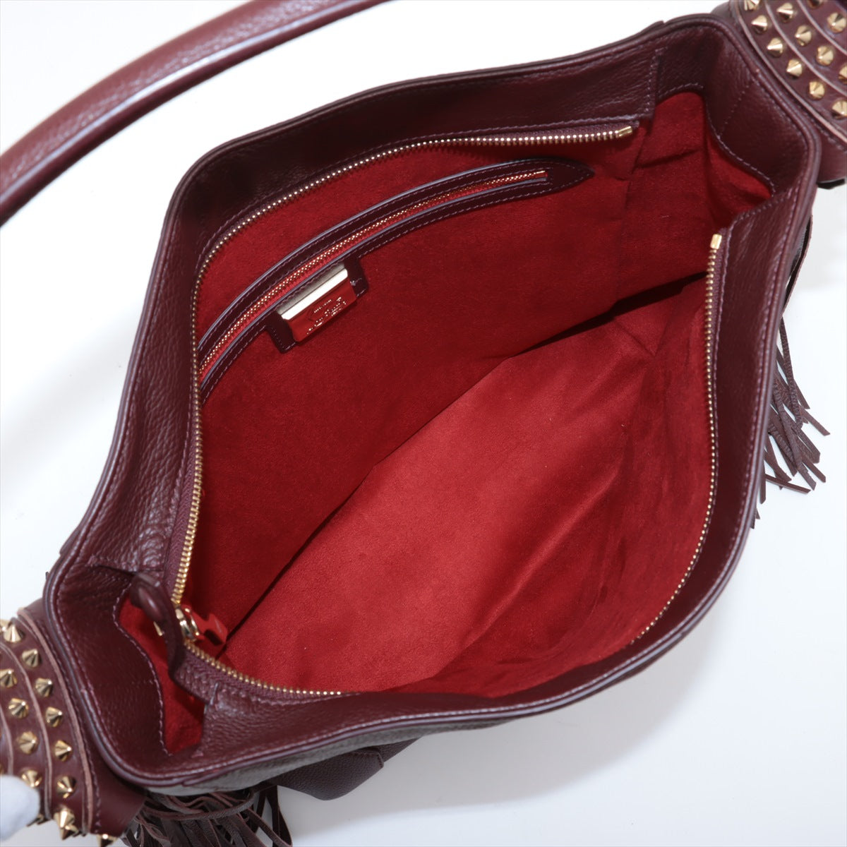 新品同様 クリスチャンルブタン エロイーズ ホーボー タッセル レザー ショルダーバッグ 肩掛け ハンド レディース MMM BX50-64