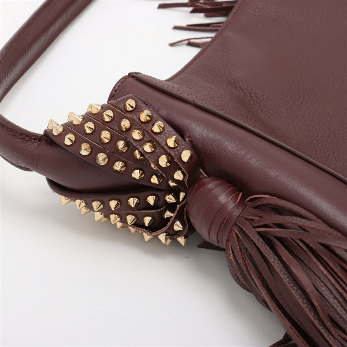 新品同様 クリスチャンルブタン エロイーズ ホーボー タッセル レザー ショルダーバッグ 肩掛け ハンド レディース MMM BX50-64