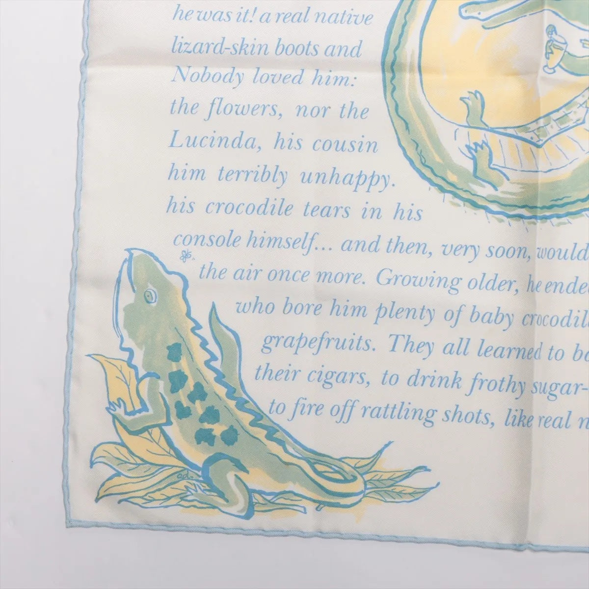 未使用 エルメス カレ CLOVIS LE CROCODILE クロコダイルのクロヴィス スカーフ シルク 100％ ストール レディース MMM CH50-21