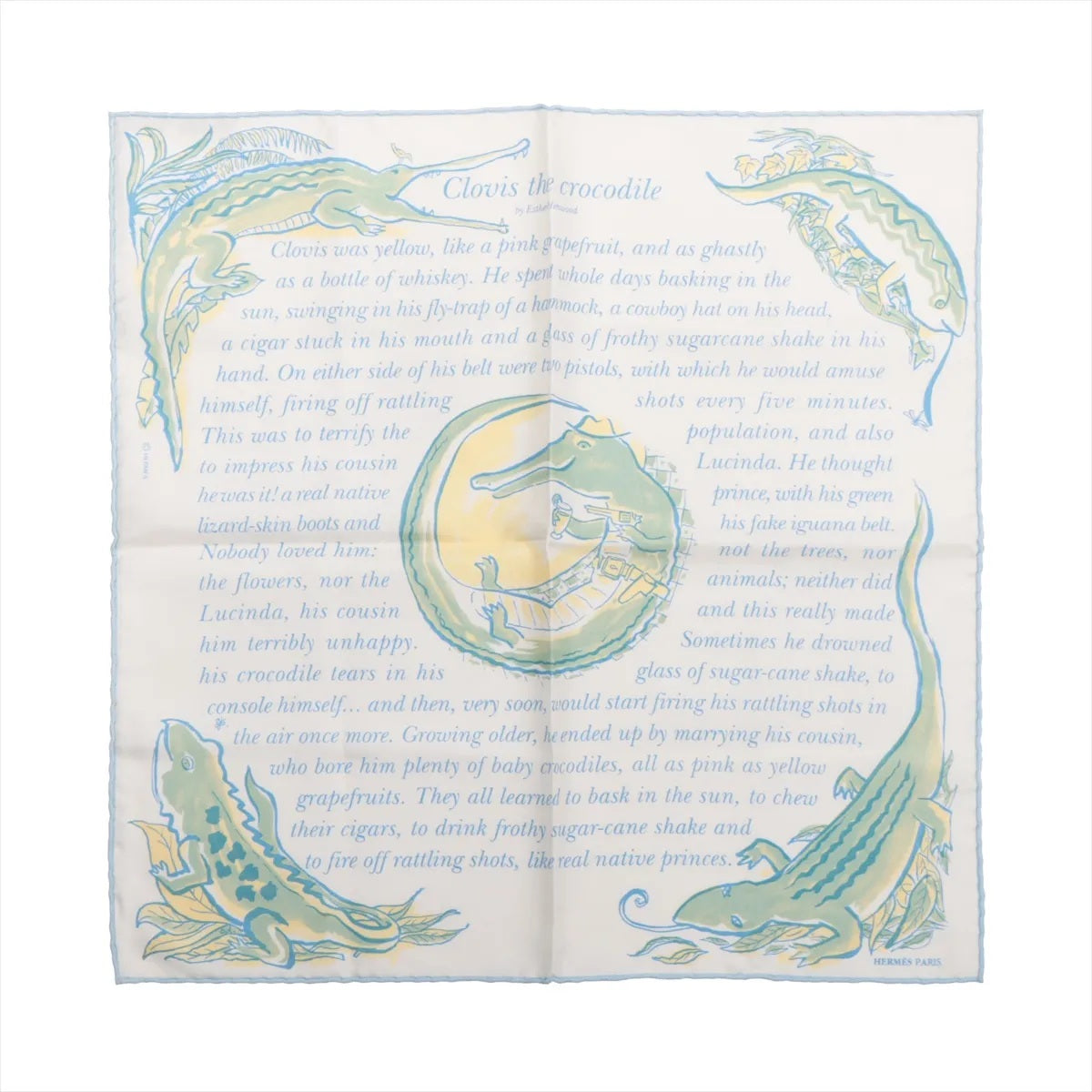 未使用 エルメス カレ CLOVIS LE CROCODILE クロコダイルのクロヴィス スカーフ シルク 100％ ストール レディース MMM CH50-21