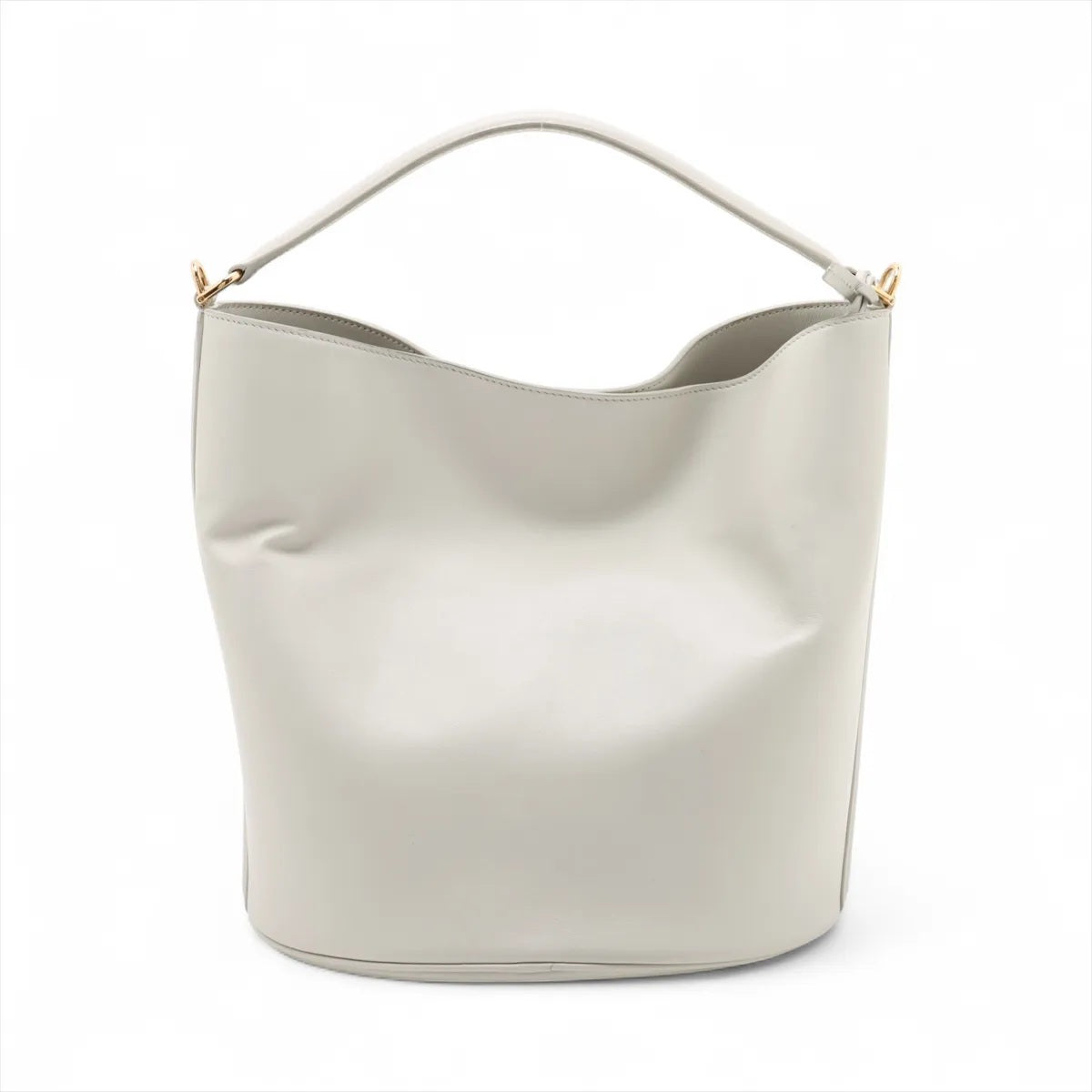 美品 セリーヌ ティーン バケット16 ホワイト レザー 2WAY ショルダーバッグ 斜め掛け ハンド 本革 レディース MMM CN50-12