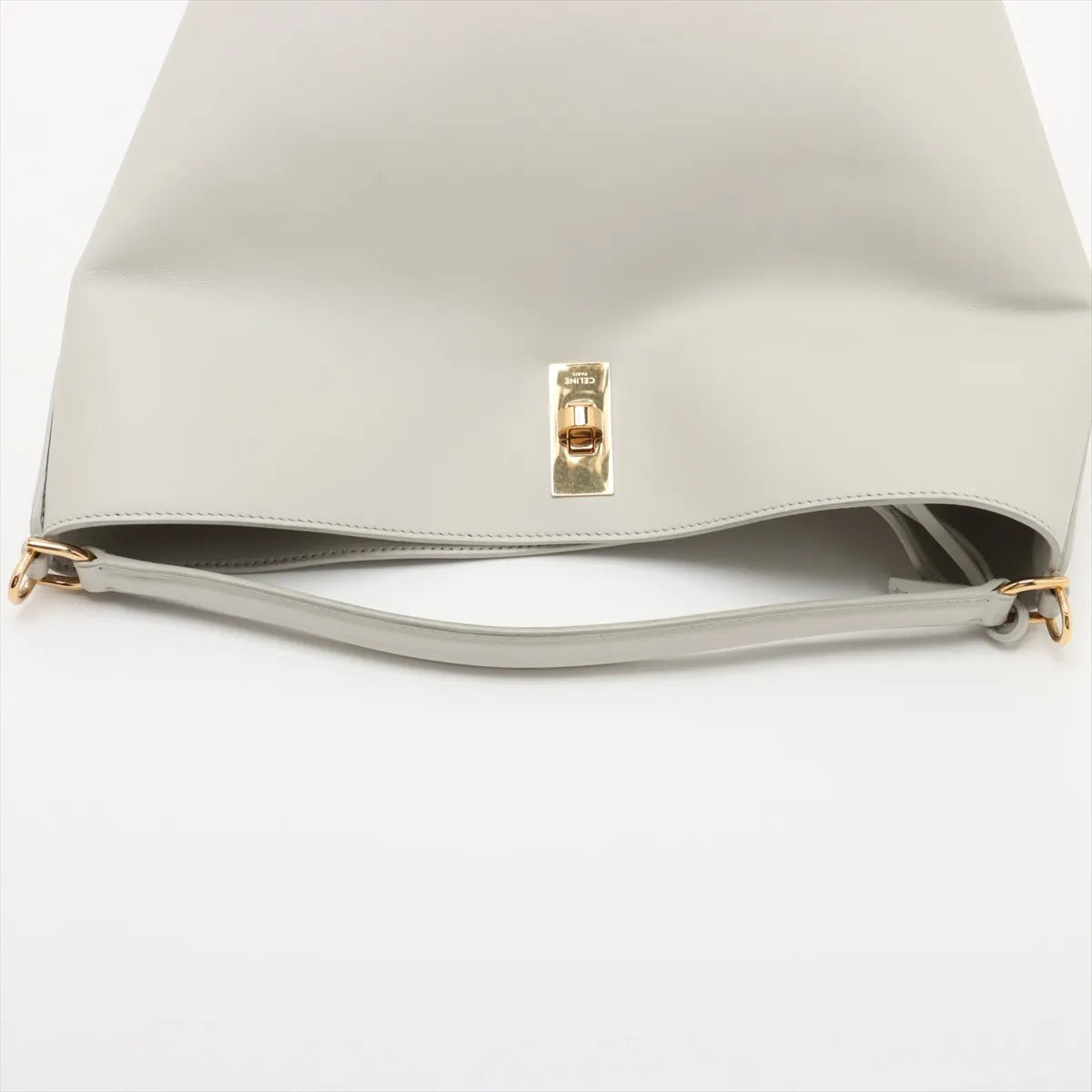 美品 セリーヌ ティーン バケット16 ホワイト レザー 2WAY ショルダーバッグ 斜め掛け ハンド 本革 レディース MMM CN50-12