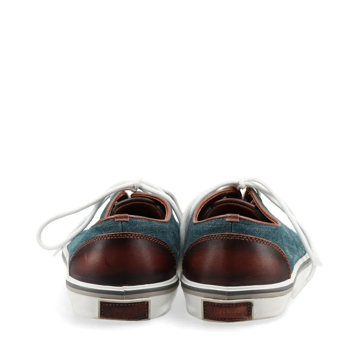 極美品 ベルルッティ デニム 7 ブルー レザー スニーカー ローカット レースアップ 靴 シューズ 紳士 メンズ MMM CO50-8