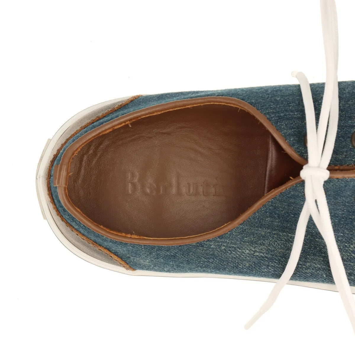 極美品 ベルルッティ デニム 7 ブルー レザー スニーカー ローカット レースアップ 靴 シューズ 紳士 メンズ MMM CO50-8