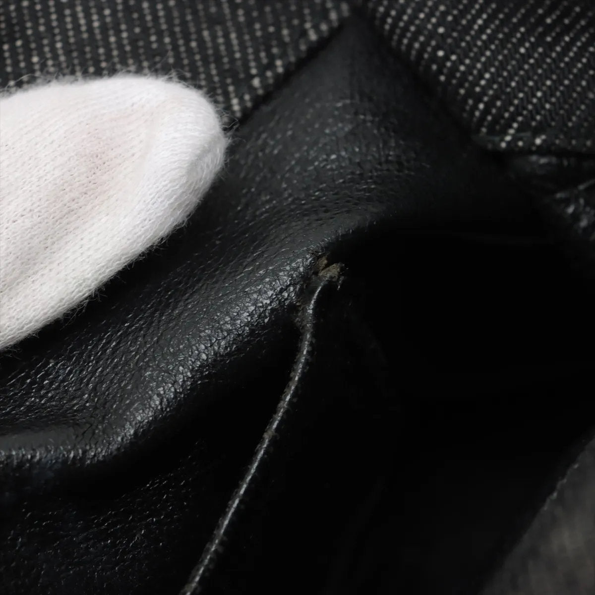 美品 シャネル シリアルシール付 ロゴ デニム プラスチックハンドル ハンドバッグ トート ブラック 黒 レディース MMM CS53-5