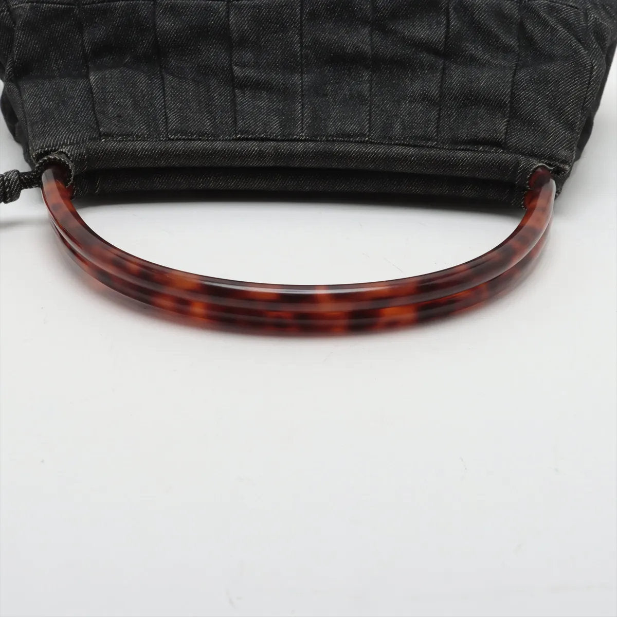 美品 シャネル シリアルシール付 ロゴ デニム プラスチックハンドル ハンドバッグ トート ブラック 黒 レディース MMM CS53-5