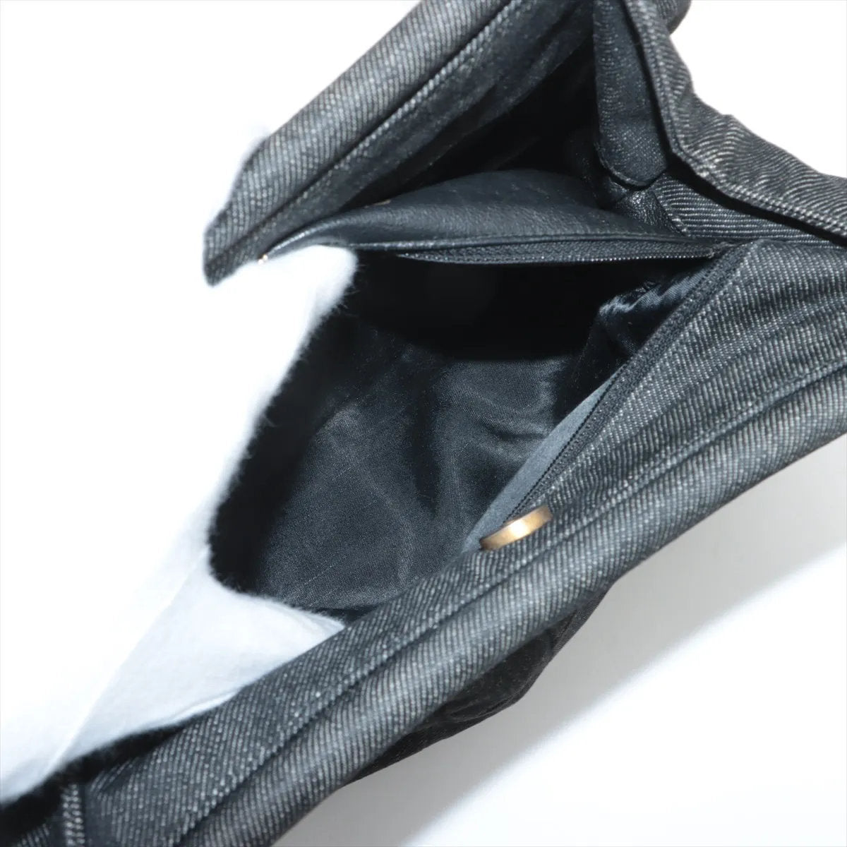 美品 シャネル シリアルシール付 ロゴ デニム プラスチックハンドル ハンドバッグ トート ブラック 黒 レディース MMM CS53-5