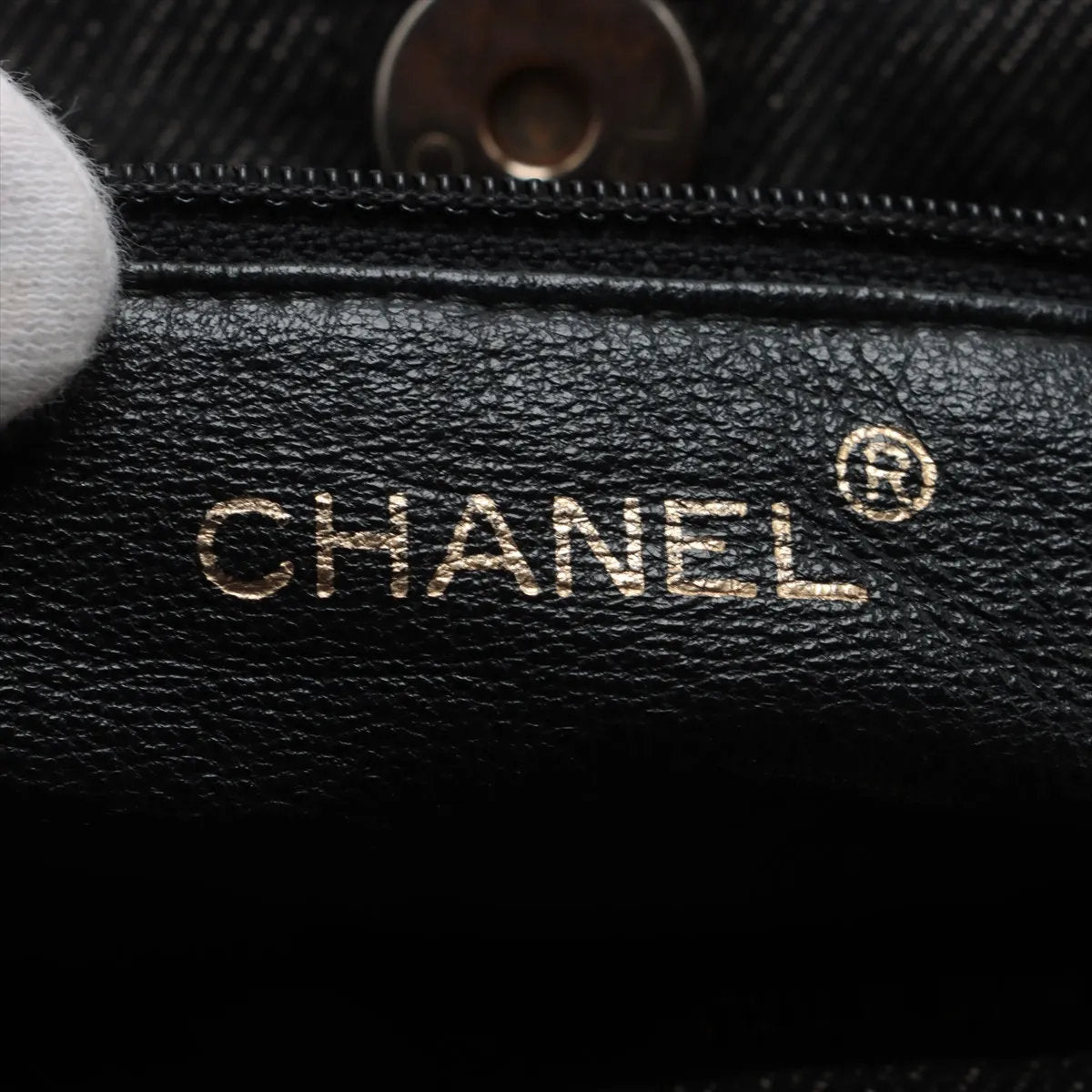 美品 シャネル シリアルシール付 ロゴ デニム プラスチックハンドル ハンドバッグ トート ブラック 黒 レディース MMM CS53-5