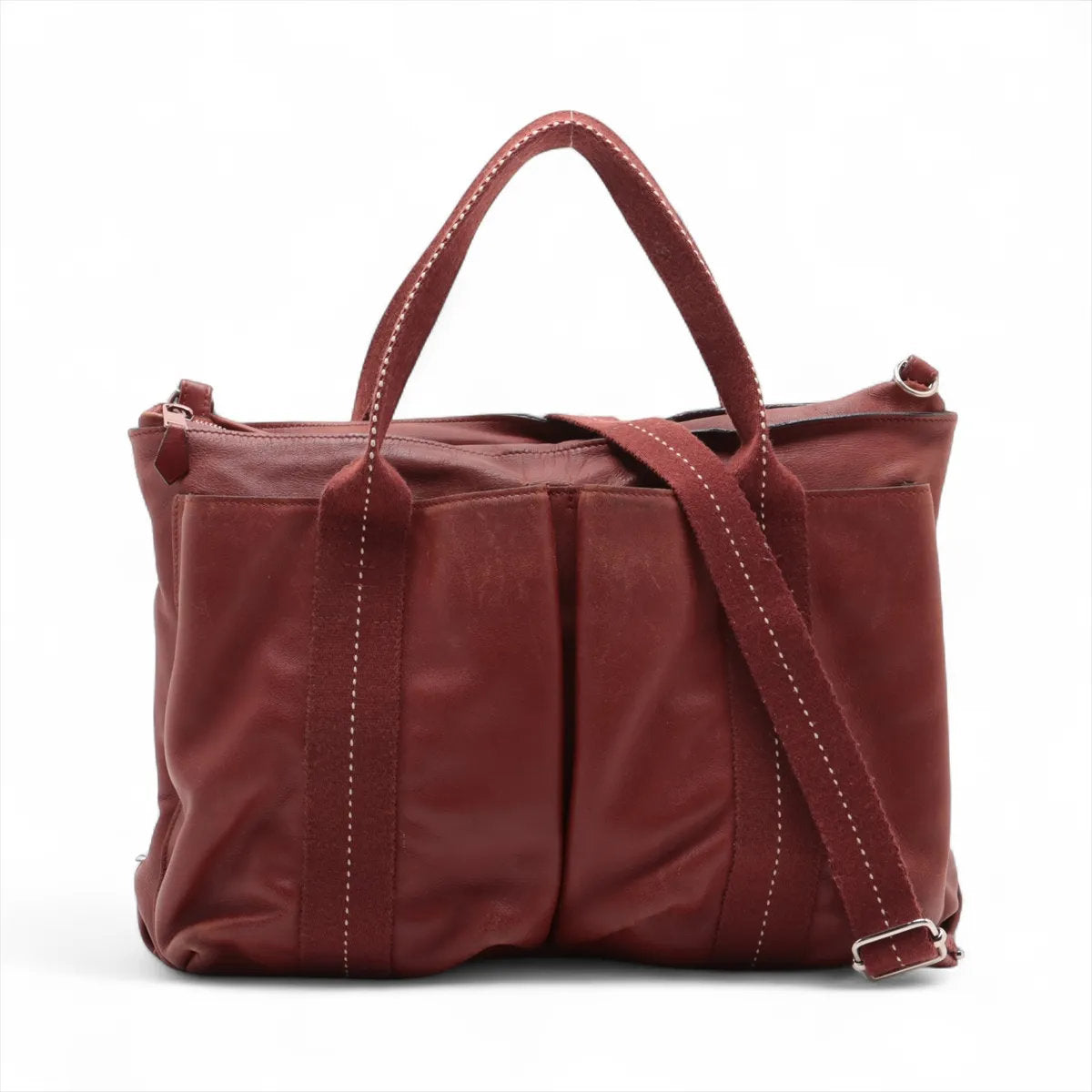 美品 エルメス キャラバンホリゾンタルMM ヴォーデルマ レザー 2WAY トート バッグ 斜め掛け ショルダー メンズ レディース MMM CS53-7