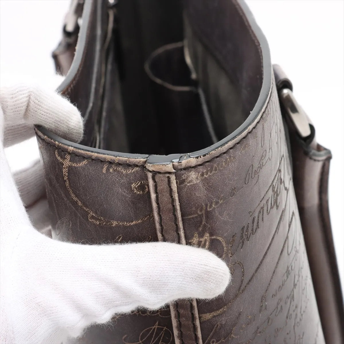 極美品 ベルルッティ トゥジュール カリグラフィ スクリット レザー トート バッグ ショルダー ビジネス 通勤 A4 メンズ EEE CU55-2