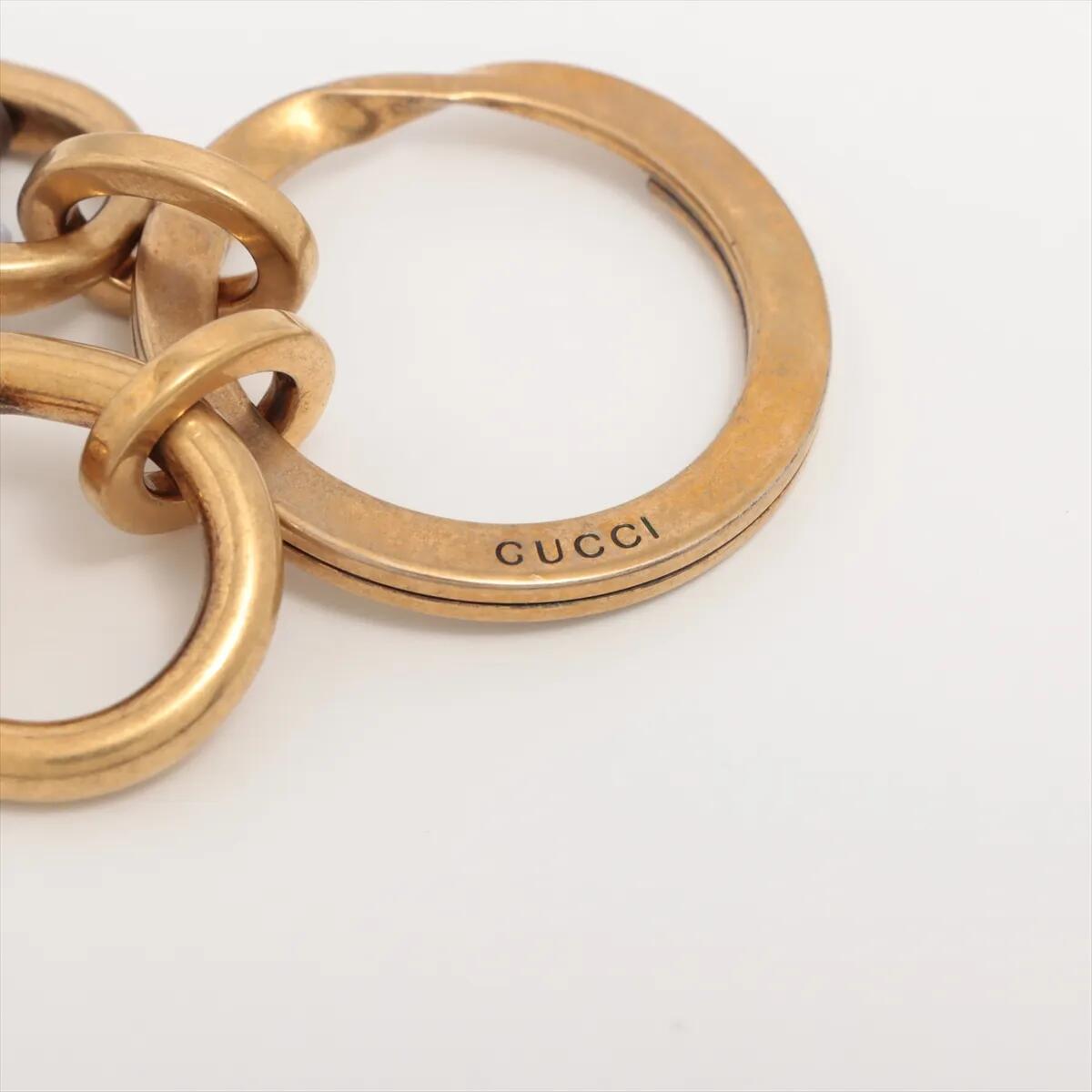 新品同様 グッチ オフィディア 794061 キーリング チャーム ブラウン ゴールド メンズ レディース MMM CE50-11